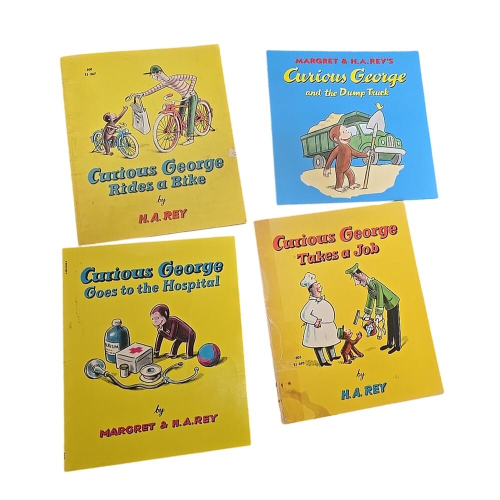 Lot of 4‎ Curious George by Margaret and H. A. Rey Paperback Children's Books